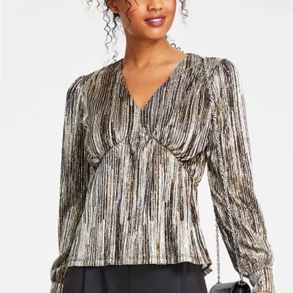 NWOT Michael Kors Elegant Metallic Striped Women's Top size Large